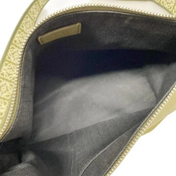 LOEWE Cubby Cross Body Bag Small - Khaki Cream Calf Skin Jacquard Shoulder Bag - Picture 12 of 14